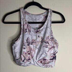 APANA Front Twist Workout Crop Top - Floral Women’s Top - Size Medium